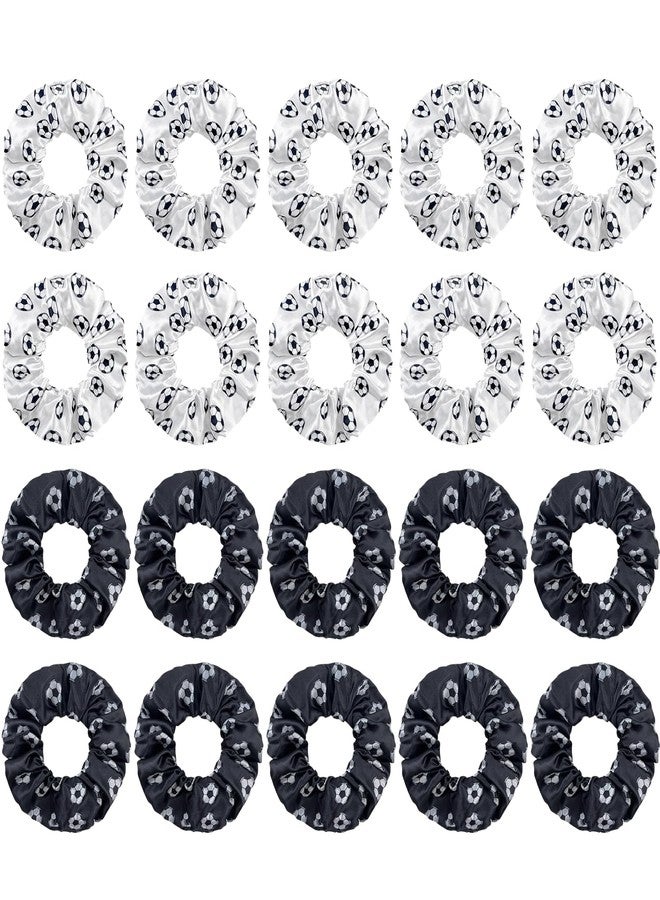 Jaarssho 20 Pieces Black White Soccer Pattern Hair Ties with Durable Elastic Design, Complete Set of Soccer Hair Accessories for Girls Women Sports Players Teams Coaches Practice Sessions Game Day Preparations - Image 1